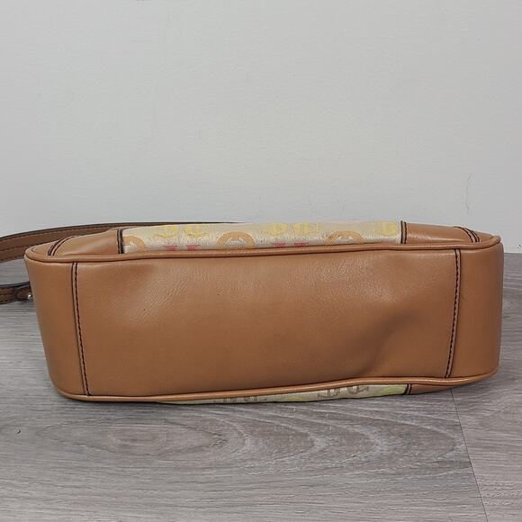 Etienne Aigner Shoulder Bag Pastel Horseshoe Logo Tan Silver Hardware Y2K - Picture 2 of 6